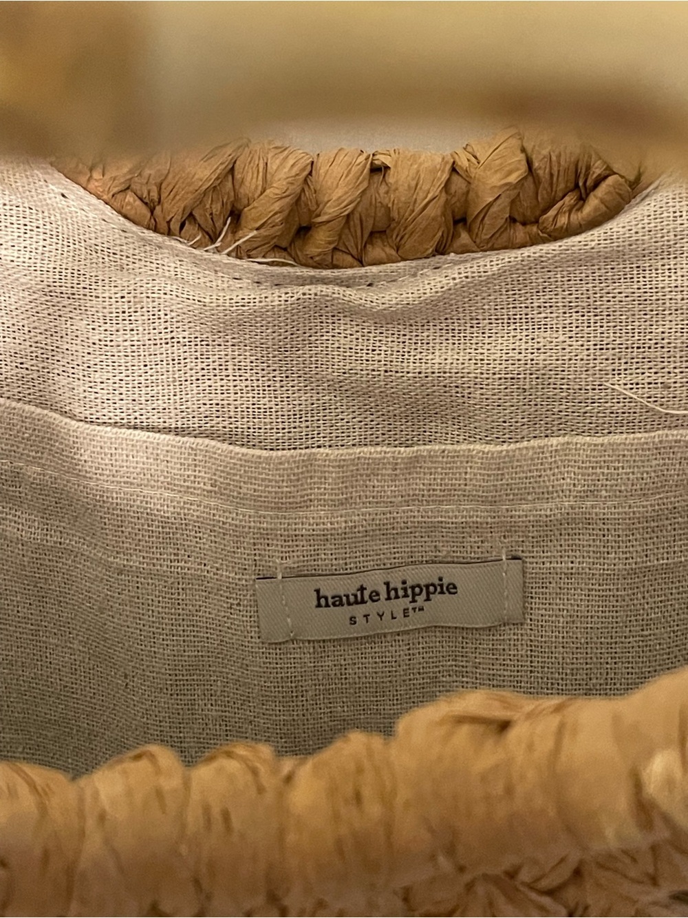 Haute HippeWoven Straw Tote Bag with Bamboo Handles - Natural - Picture 3 of 4